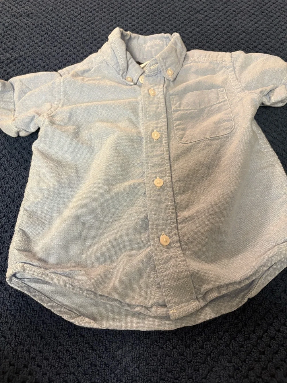 Carter's Dark Blue Elastic Waist kids Pants & Children’s Place Shirt 18-24 MO